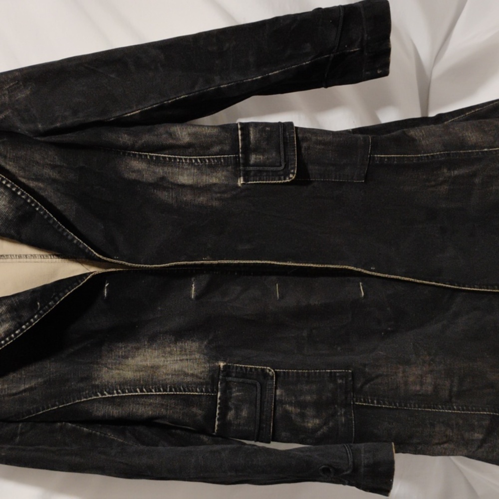 (X-63) SALE! RARE! Biscote Long Factory Distressed Jacket Sz.1 (No Buttons) - Picture 3 of 16